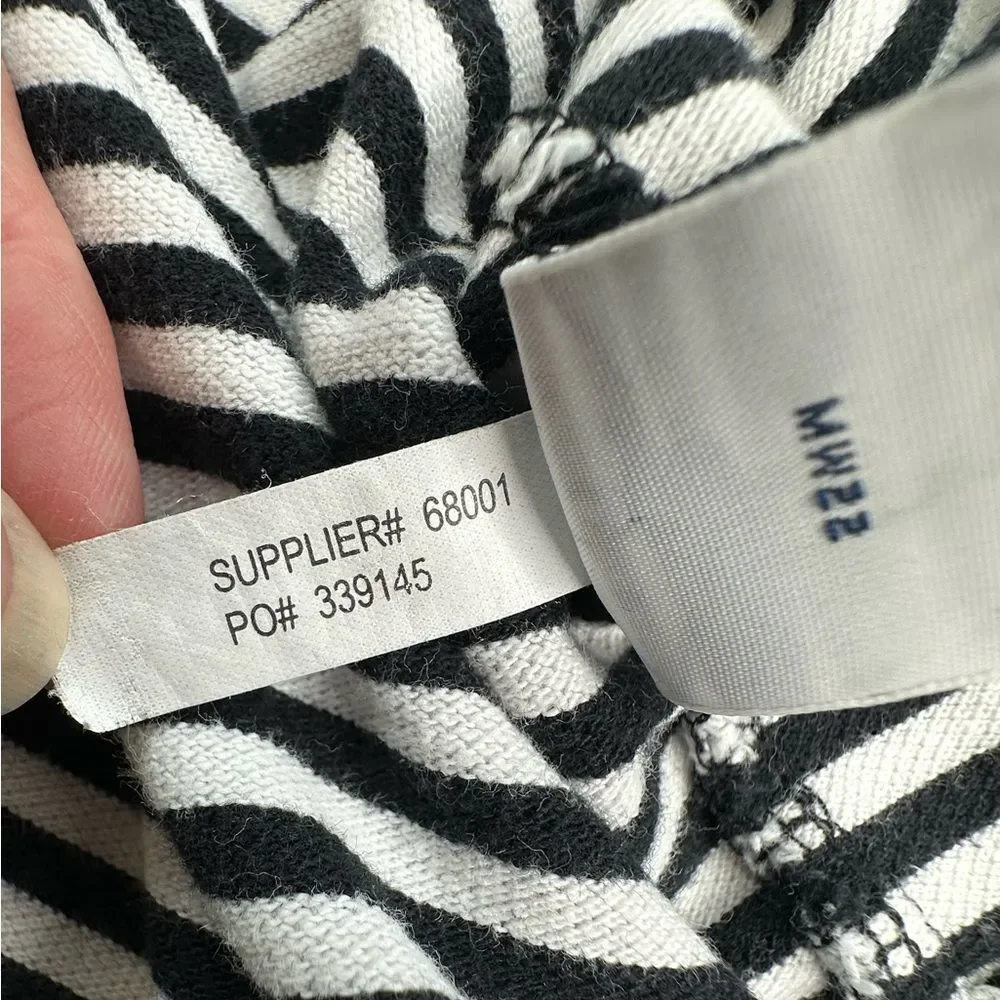 Polo by Ralph Lauren Custom Fit Navy Blue White Striped 100% Cotton Mens Medium